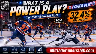 What is a power play in hockey graphic: a five-on-four man advantage with a penalized player in the box