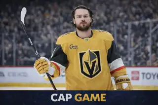 Rasmus Andersson Vegas Golden Knights defenseman skating during game awaiting Andersson Golden Knights extension