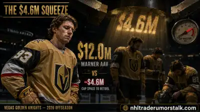 Golden Knights 2026 offseason: Marner $12M locked vs ~$4.6M cap space to retool, the $4.6M Squeeze