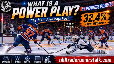 What is a power play in hockey graphic: a five-on-four man advantage with a penalized player in the box