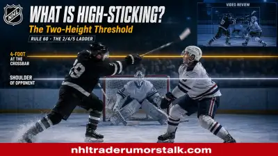 What is high-sticking in hockey graphic: stick above the shoulders for penalty, above the crossbar for disallowed goal