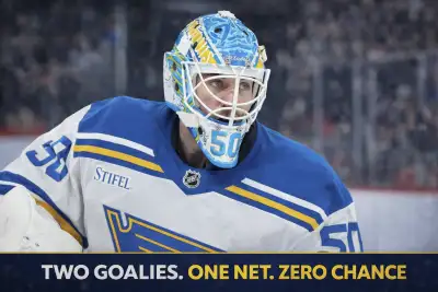 Jordan Binnington St. Louis Blues goaltender in net as Binnington Blues trade rumors intensify for 2026 offseason