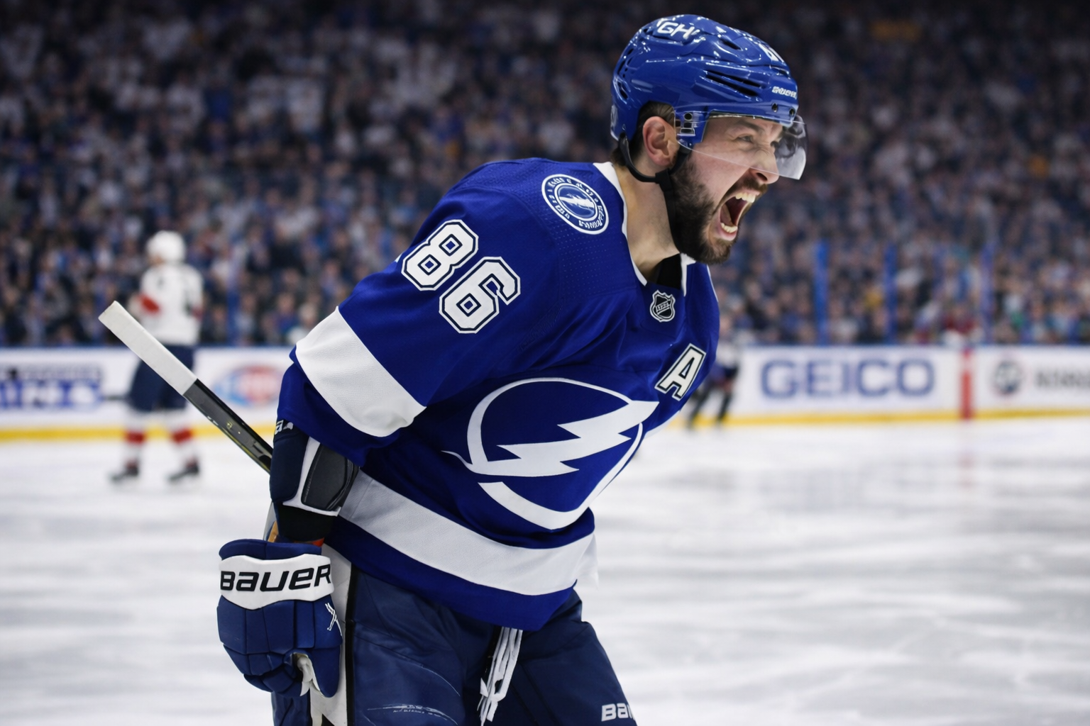 Nikita Kucherov Tampa Bay Lightning #86 skating with hockey stick - net worth and salary breakdown 2026
