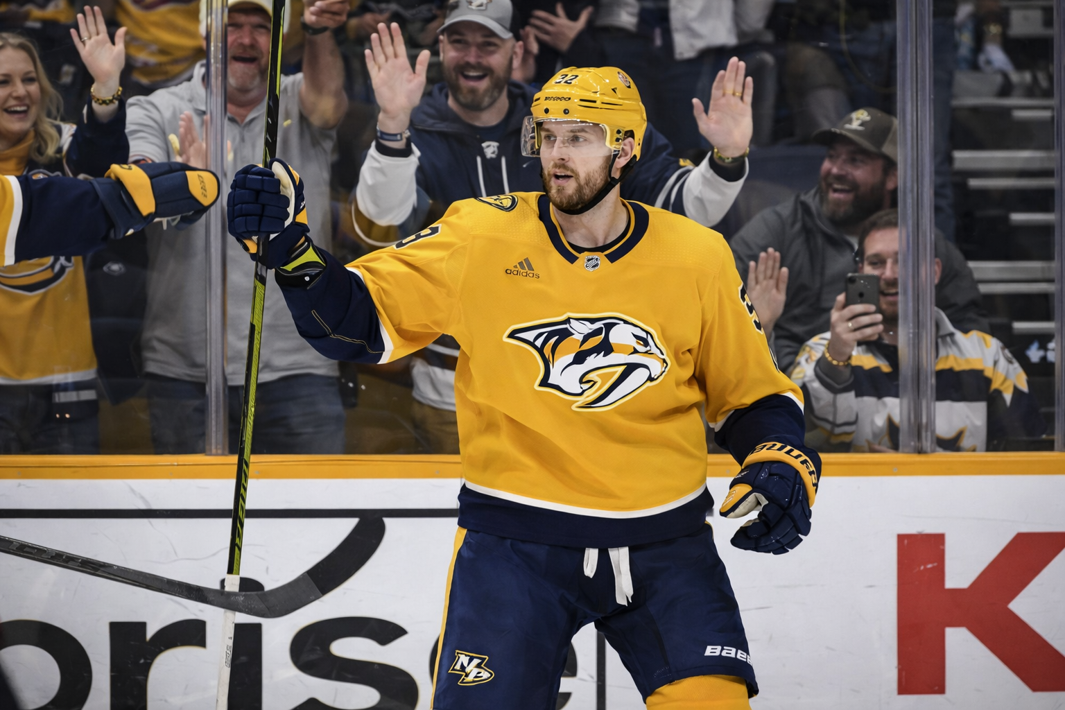 Nashville Predators forward Steven Stamkos celebrating a goal as Predators rejected trade offers at the 2026 deadline