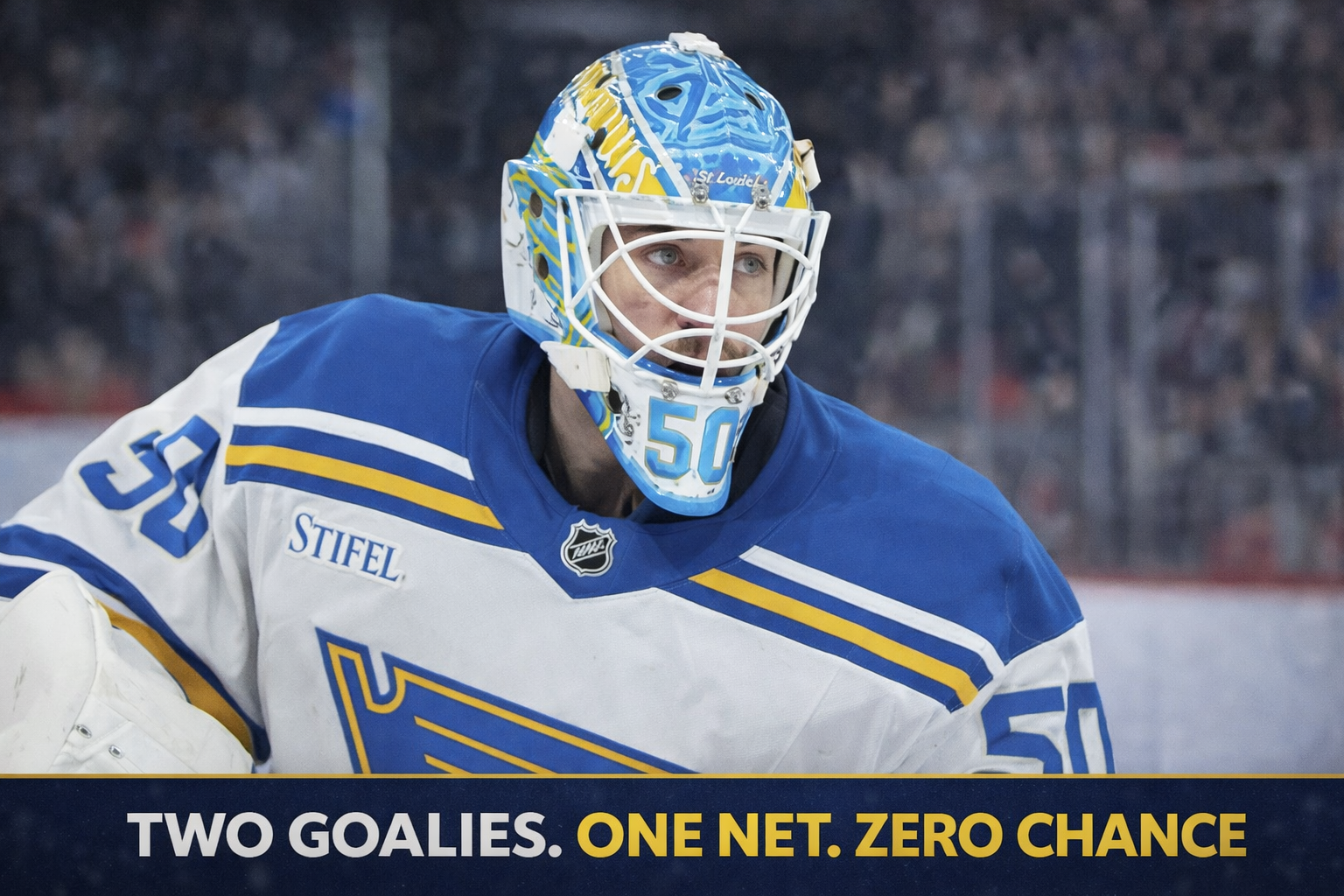 Jordan Binnington St. Louis Blues goaltender in net as Binnington Blues trade rumors intensify for 2026 offseason