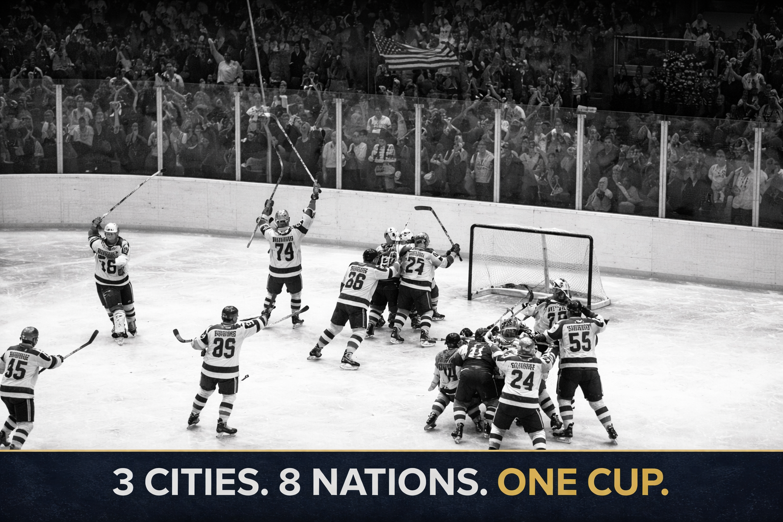 World Cup of Hockey 2028 logo with Calgary Edmonton Prague host city venues for the 8-nation best-on-best tournament